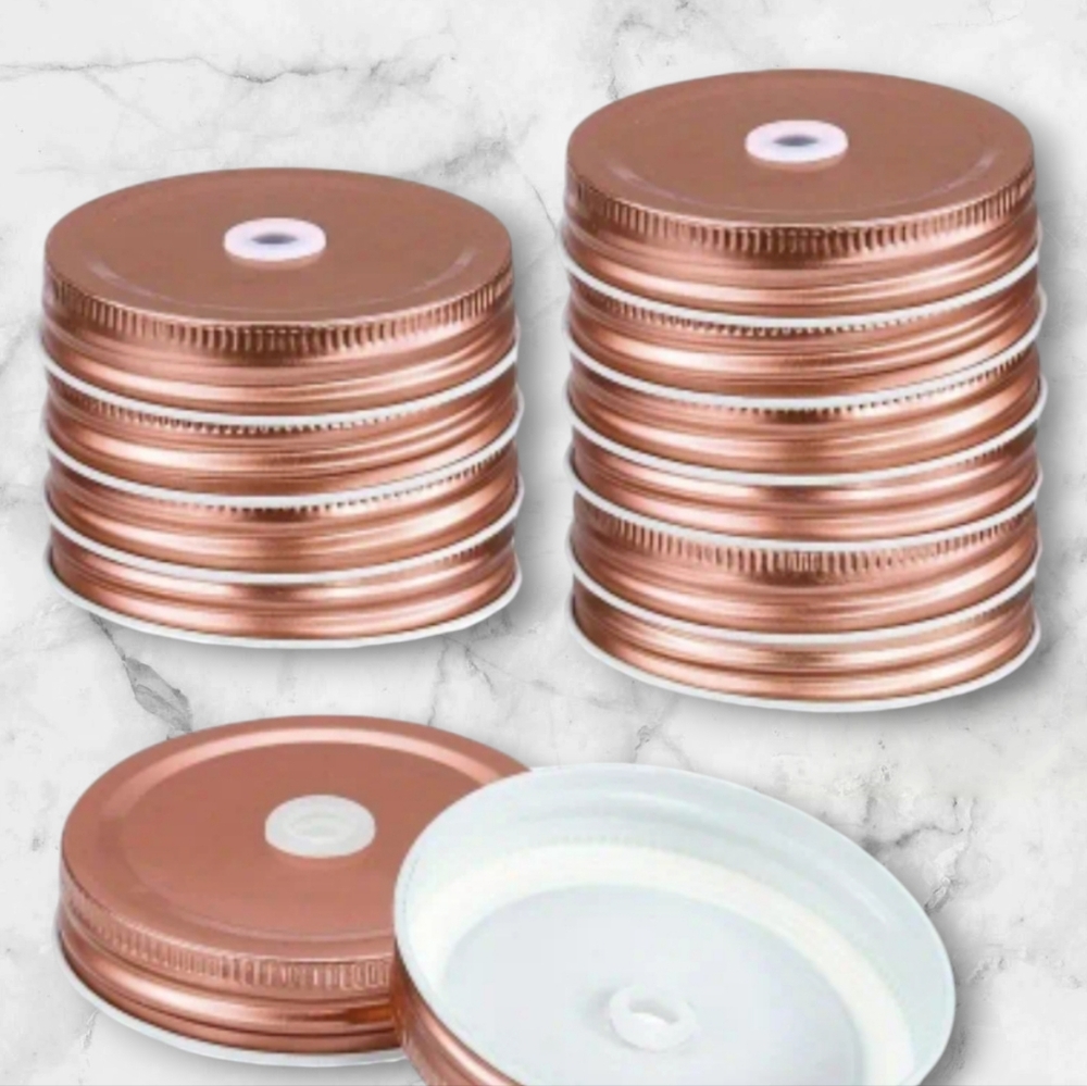 12 Rose Gold Mason Jar Coffee Cup Lids